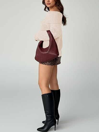 #SF038 Off-the-shoulder 7 Gauge Ribbed Knit Wool Blend Boat Neck Pullover for Women