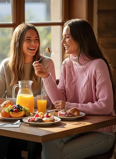 #SF042 Chunky 7 Gauge Cable Knit Acrylic Blend Turtleneck Pullover for Women