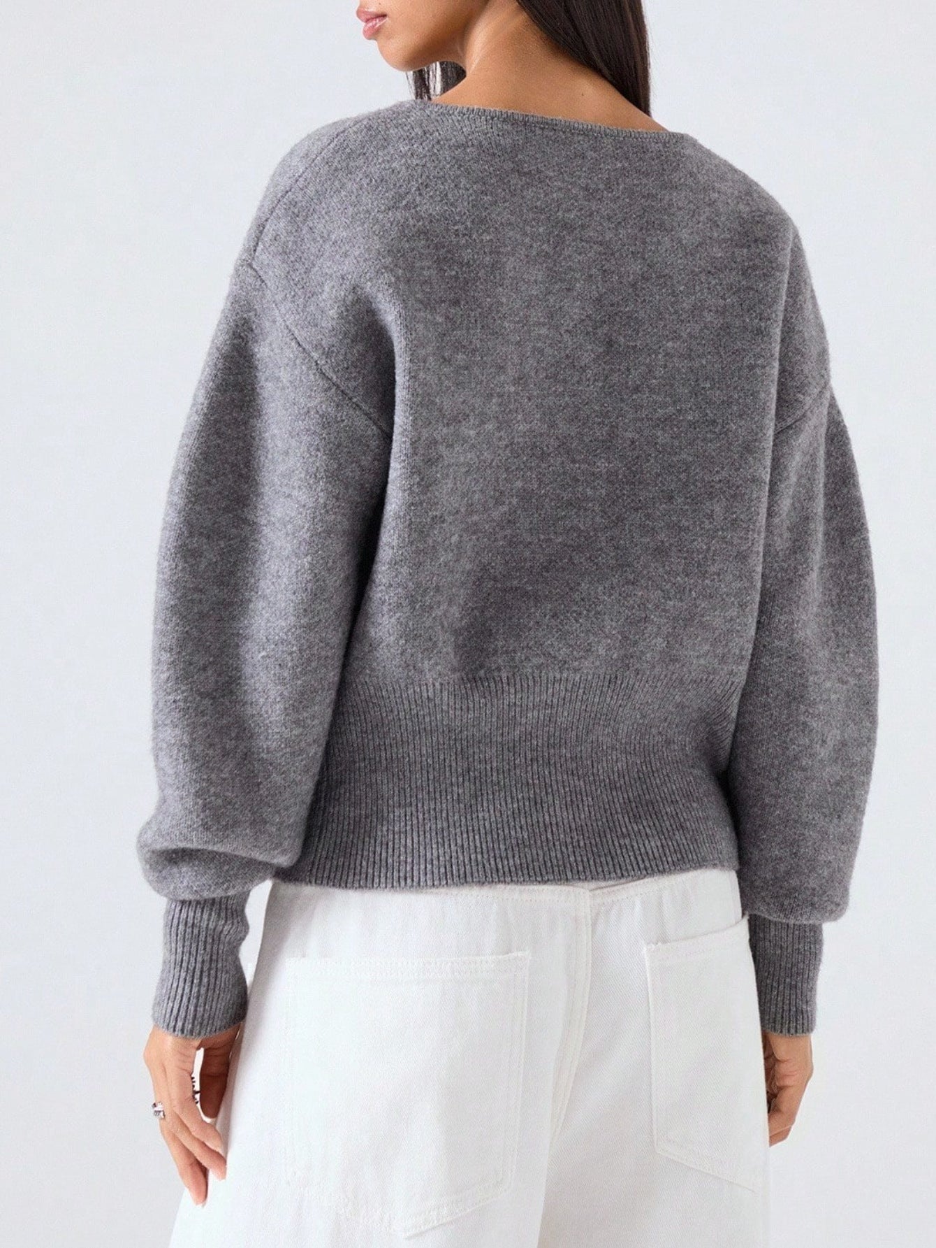 #SF009  Cropped 14 Gauge Jersey Knit Polyester Blend V-neck  Cardigan for Women