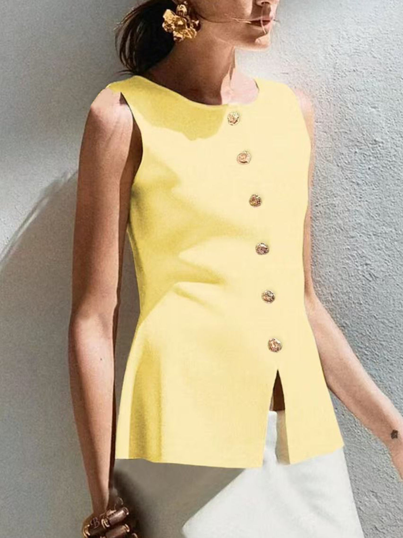 #SF023 Sleeveless 18 Gauge Jersey knit Cotton Blend Round Neck Vest for Women