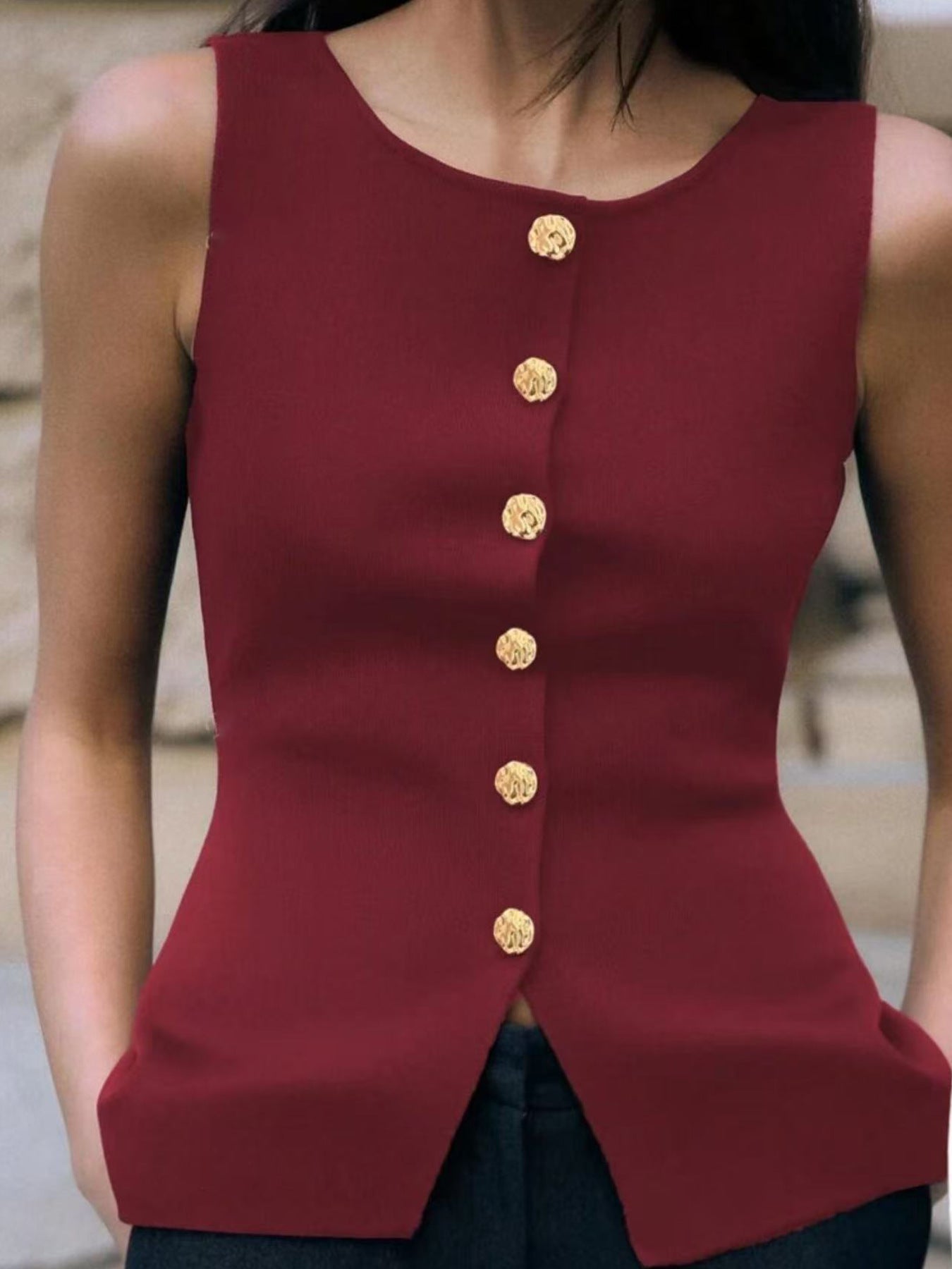 #SF023 Sleeveless 18 Gauge Jersey knit Cotton Blend Round Neck Vest for Women