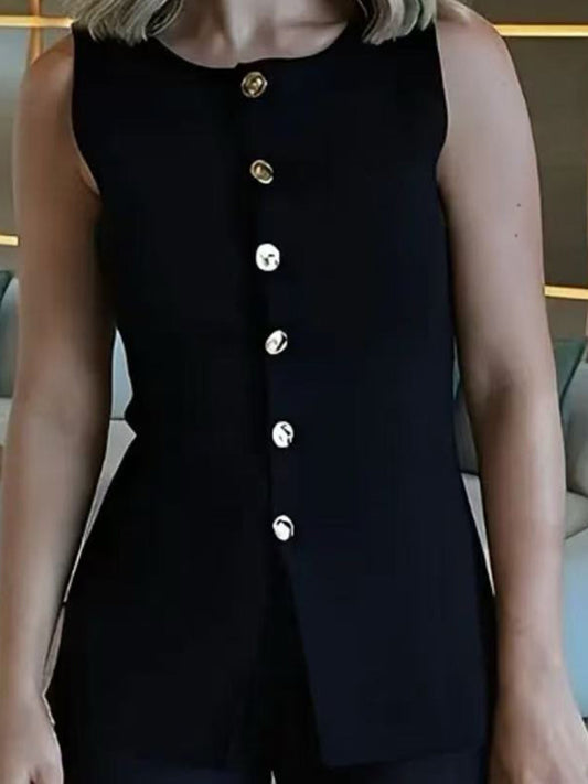 #SF023 Sleeveless 18 Gauge Jersey knit Cotton Blend Round Neck Vest for Women