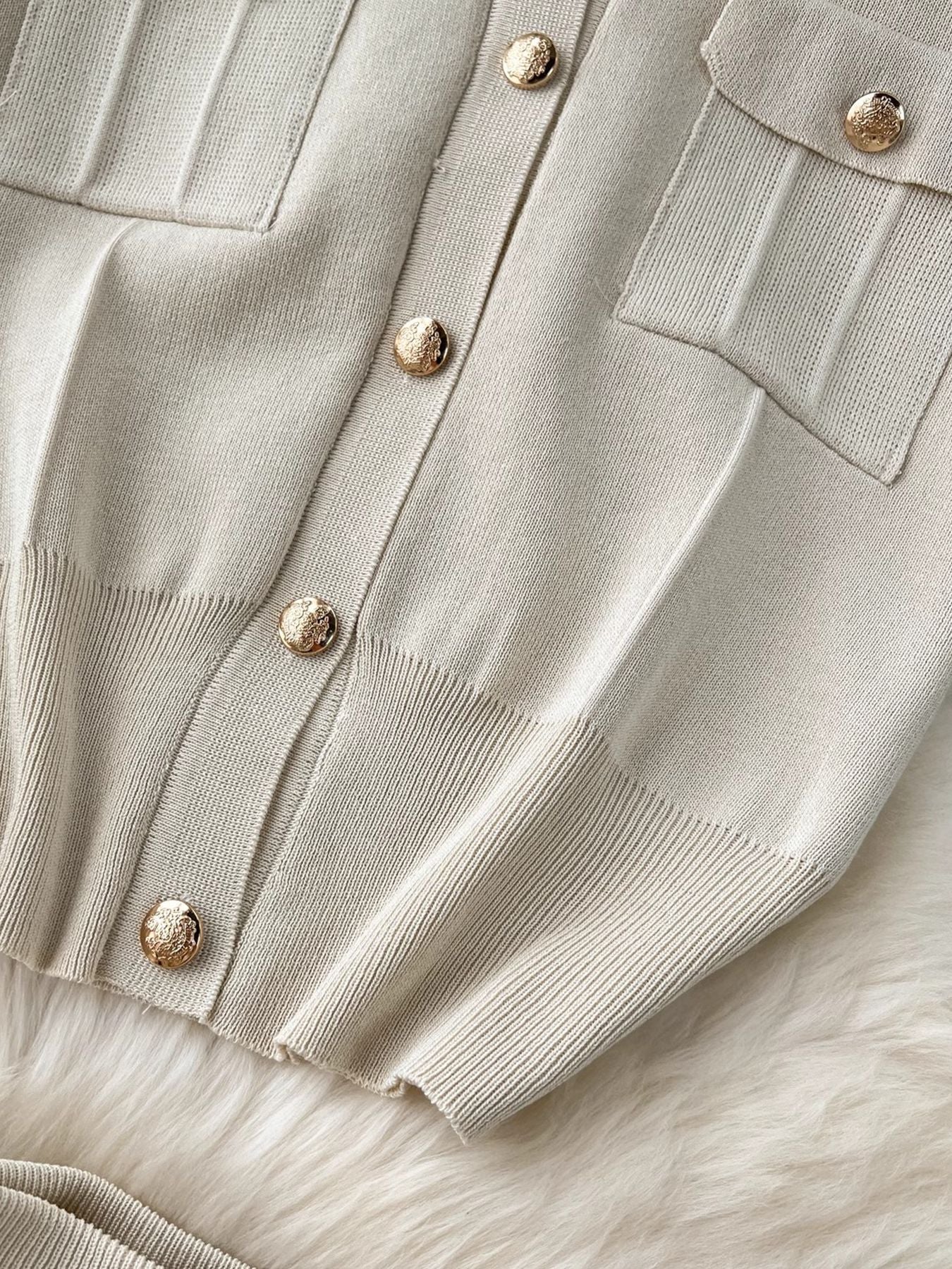 #SF022 2-Piece Set 14 Gauge Double Knit Cotton Blend Polo Collar Sweater for Women