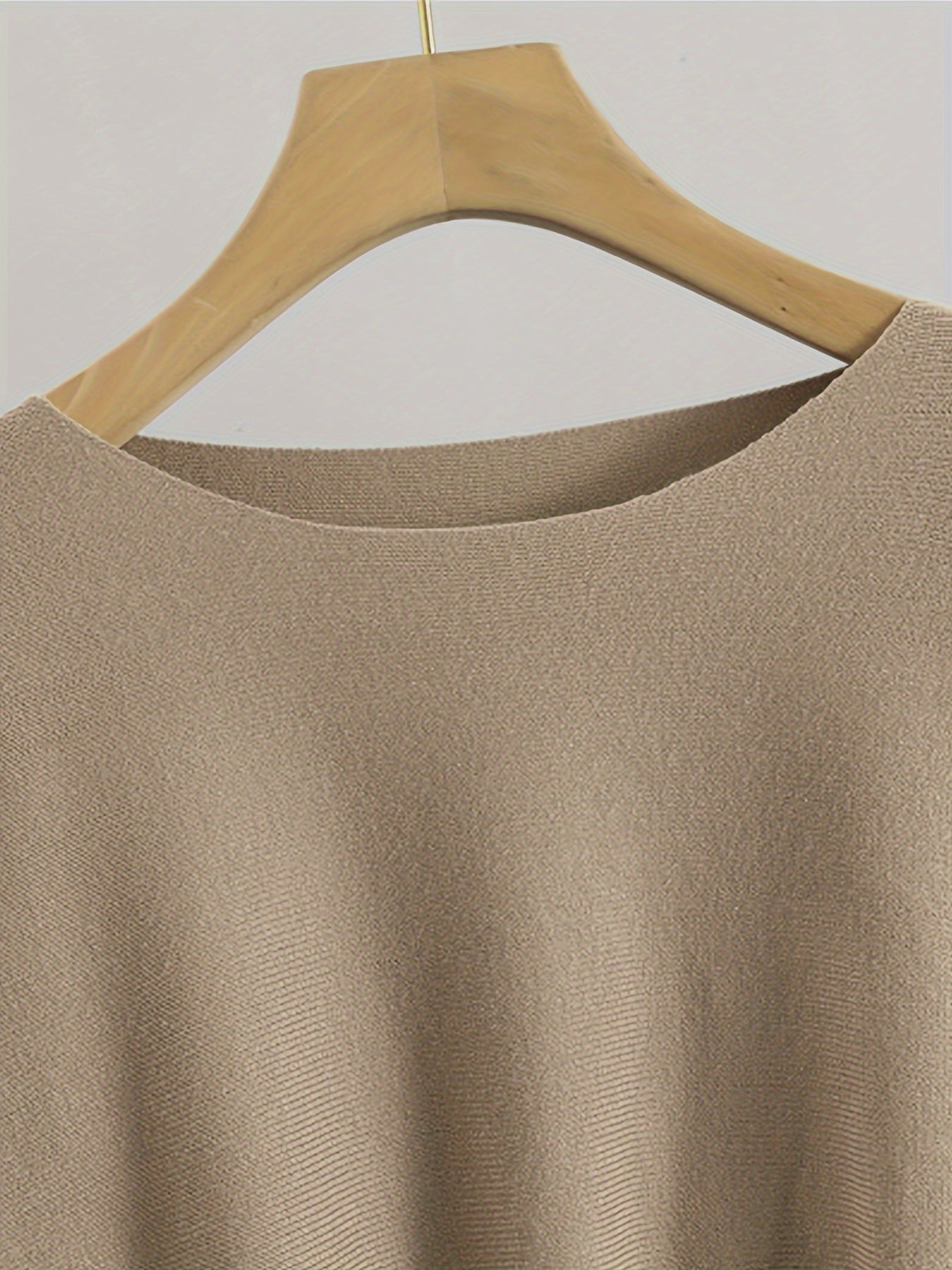 Women's Elegant Knit Peplum Sweater & Midi Skirt 2 Piece Outfit Set, Beige, Medium