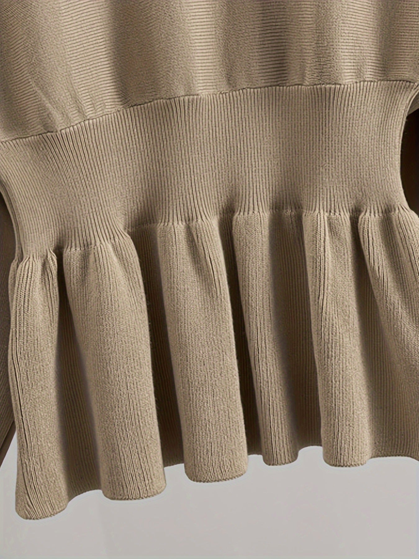 #SF014 Peplum 14 Gauge Wool Jersey Knit Crew Neck Pullover Top for Women