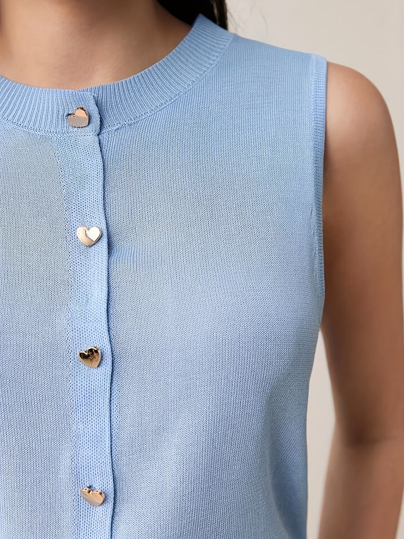 #SF004 Sleeveless 12 Gauge Plain Knit Viscose Round Neck Vest Cardigan