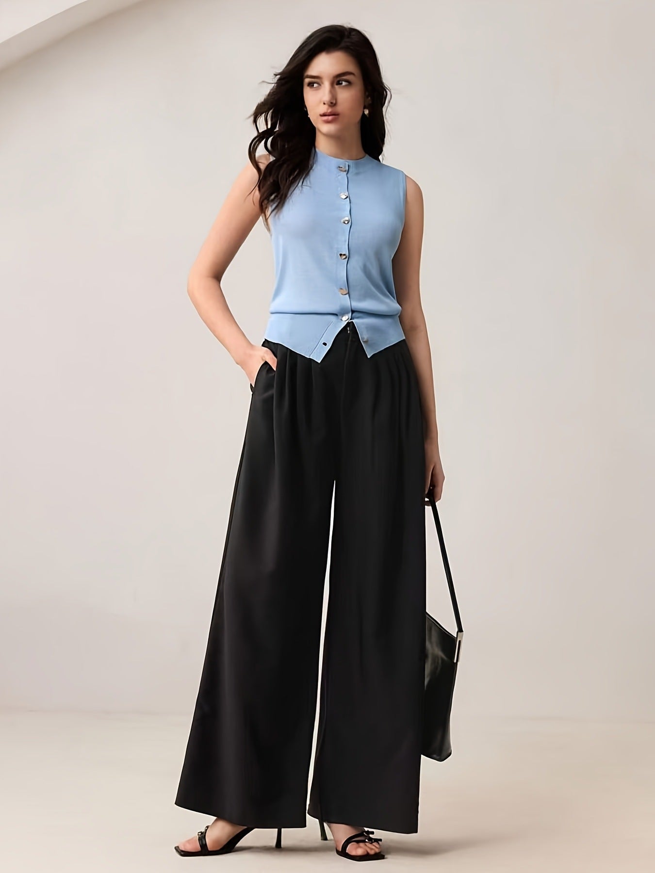 #SF004 Sleeveless 12 Gauge Plain Knit Viscose Round Neck Vest Cardigan